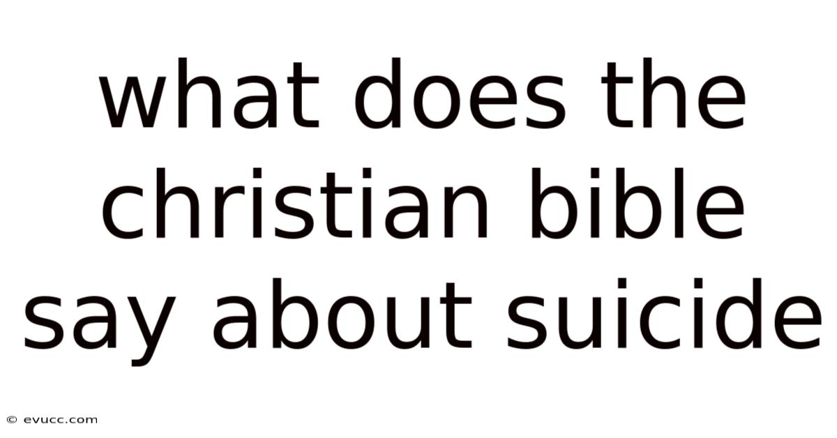 What Does The Christian Bible Say About Suicide
