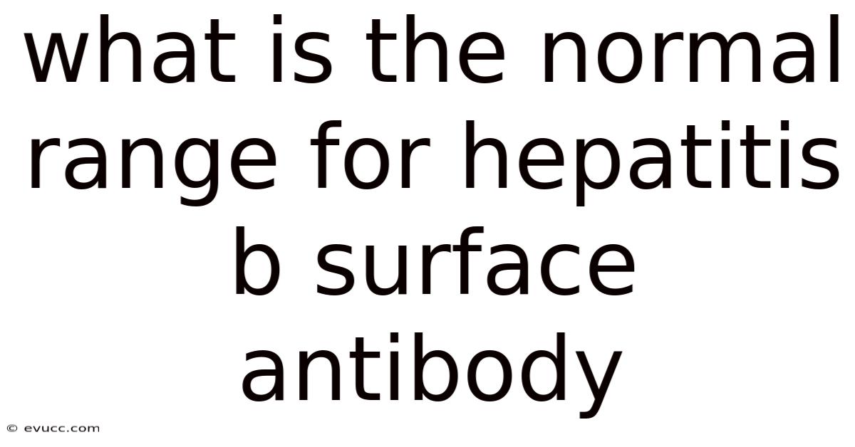 What Is The Normal Range For Hepatitis B Surface Antibody