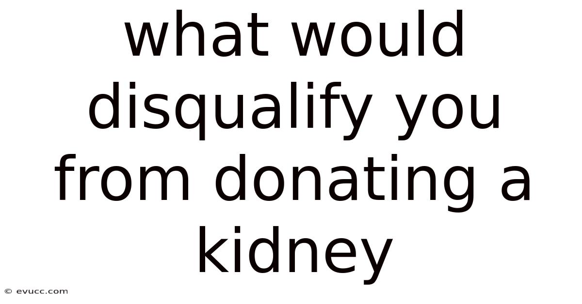 What Would Disqualify You From Donating A Kidney