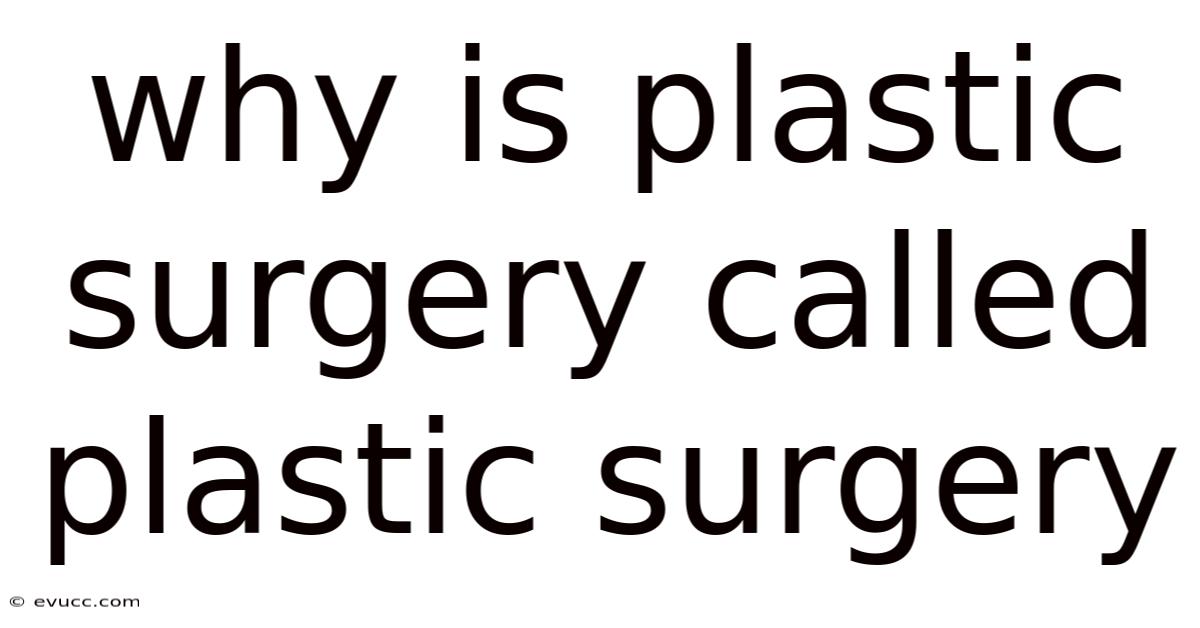 Why Is Plastic Surgery Called Plastic Surgery