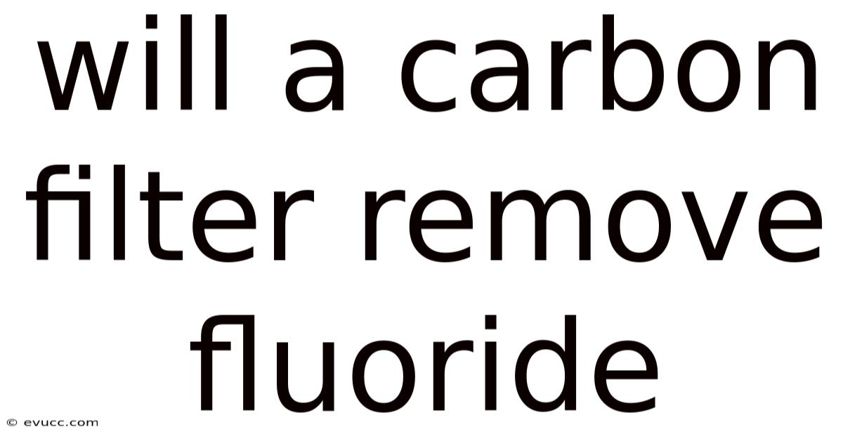 Will A Carbon Filter Remove Fluoride