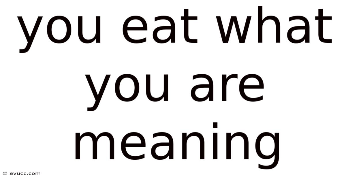 You Eat What You Are Meaning